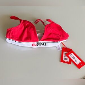 Diesel Bright Red Logo Band Bralette